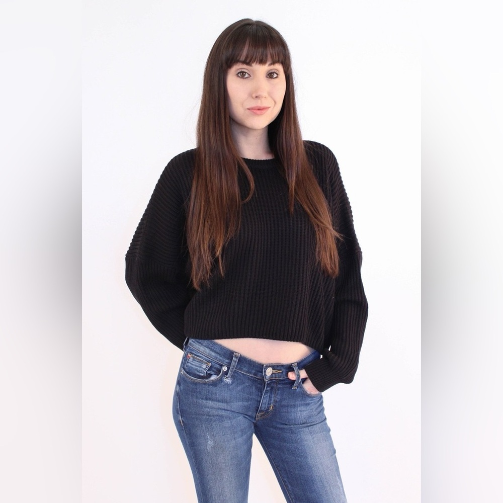 Cotton Candy Midnight Black Crew Neck Sweater